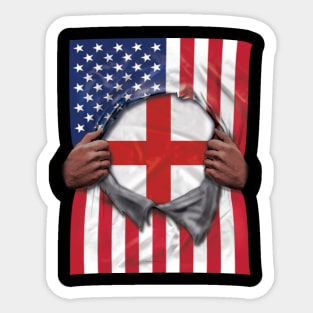 England Flag American Flag Ripped - Gift for English From England Sticker